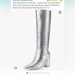 Brand new knee high sliver boots size 7